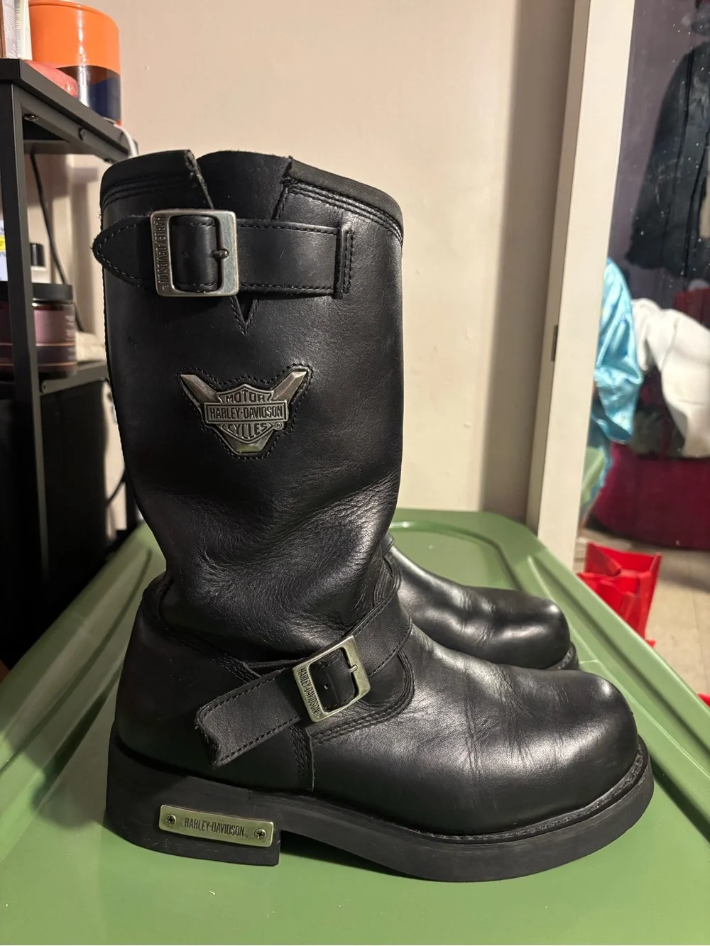 Harley-Davidson Black Leather Engineer Boots with Harness Strap